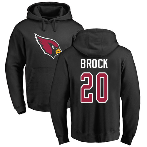 Arizona Cardinals Men Black Tramaine Brock Name And Number Logo NFL Football #20 Pullover Hoodie Sweatshirts